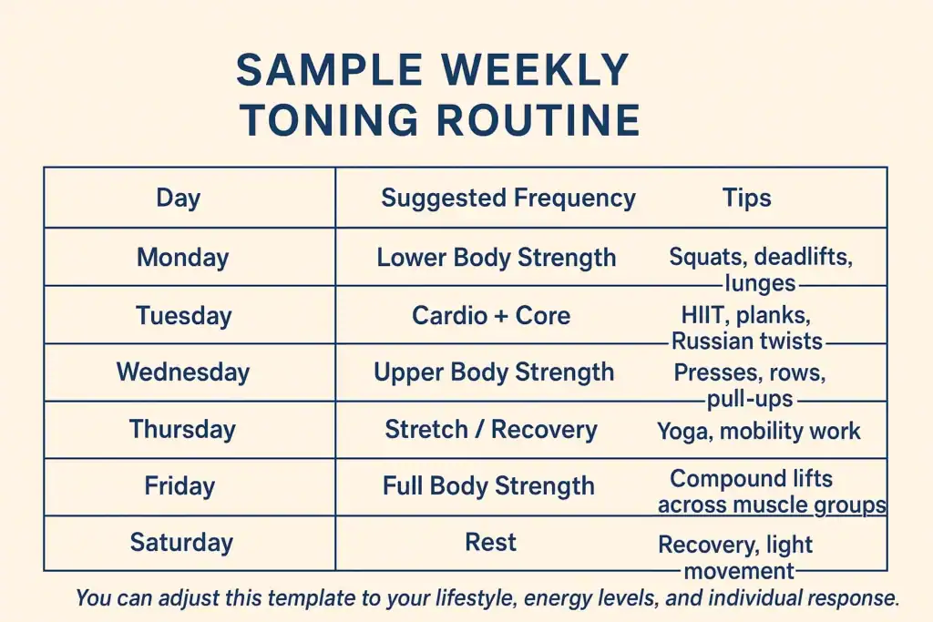 Achieving the Perfect Tone: How Often Should You Exercise for Results? 4 Weekly exercise Ashtead plan graphic