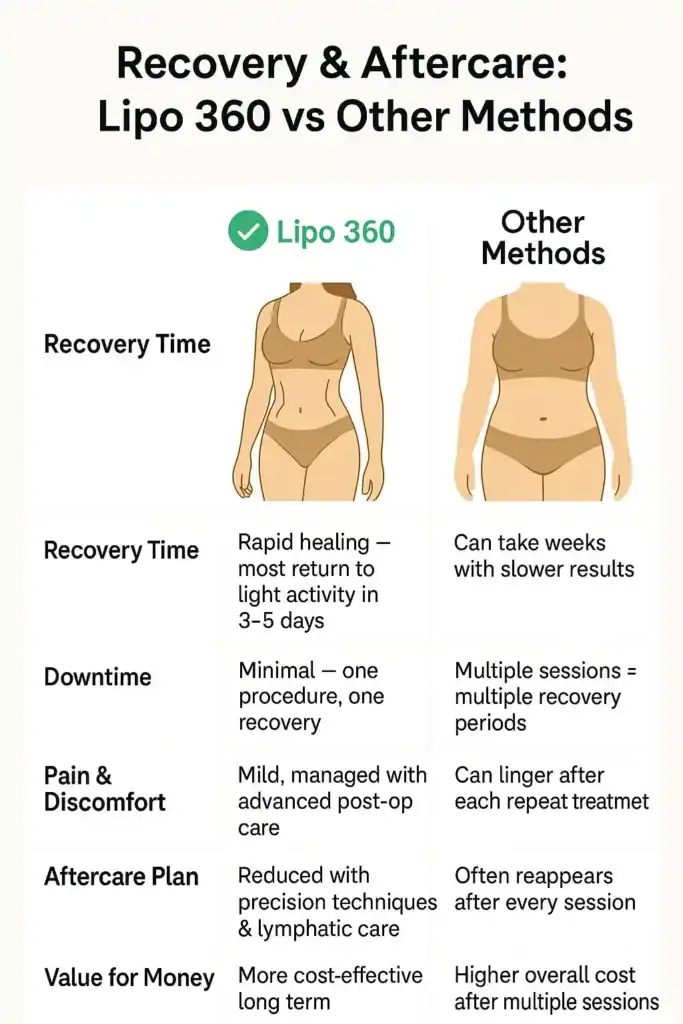 Recovery and Aftercare for Fat-Dissolving Surgery 2 Table to show fat dissolving injection aftercare Ashtead