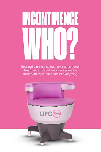 LIPO360 EMS Chair Can Help with Urinary Incontinence 2 Image of a urinary incontinence treatment seat Ashtead