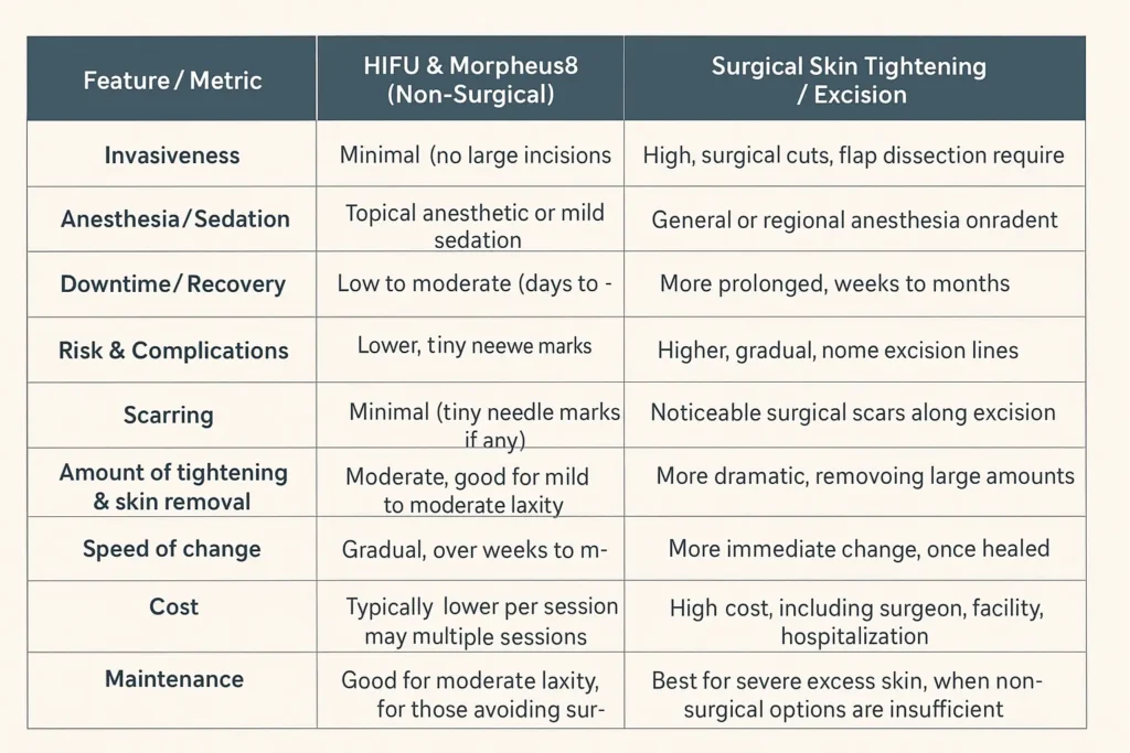 The Science of Skin Tightening 2 Table of skin tightening Ashtead benefits compared to surgical options